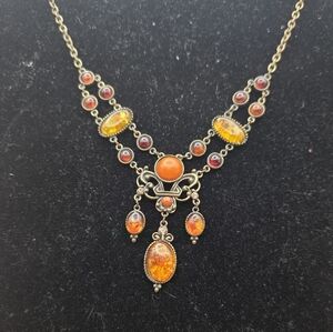 Antique Bronze Tone Fleur-de-lis Festoon Necklace